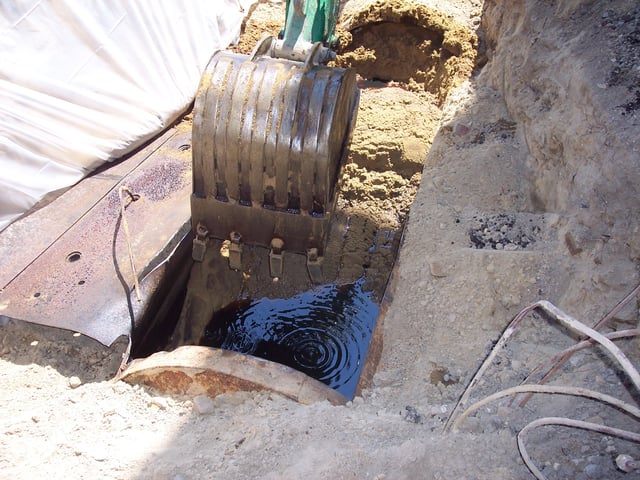 oil found in sand filled tank