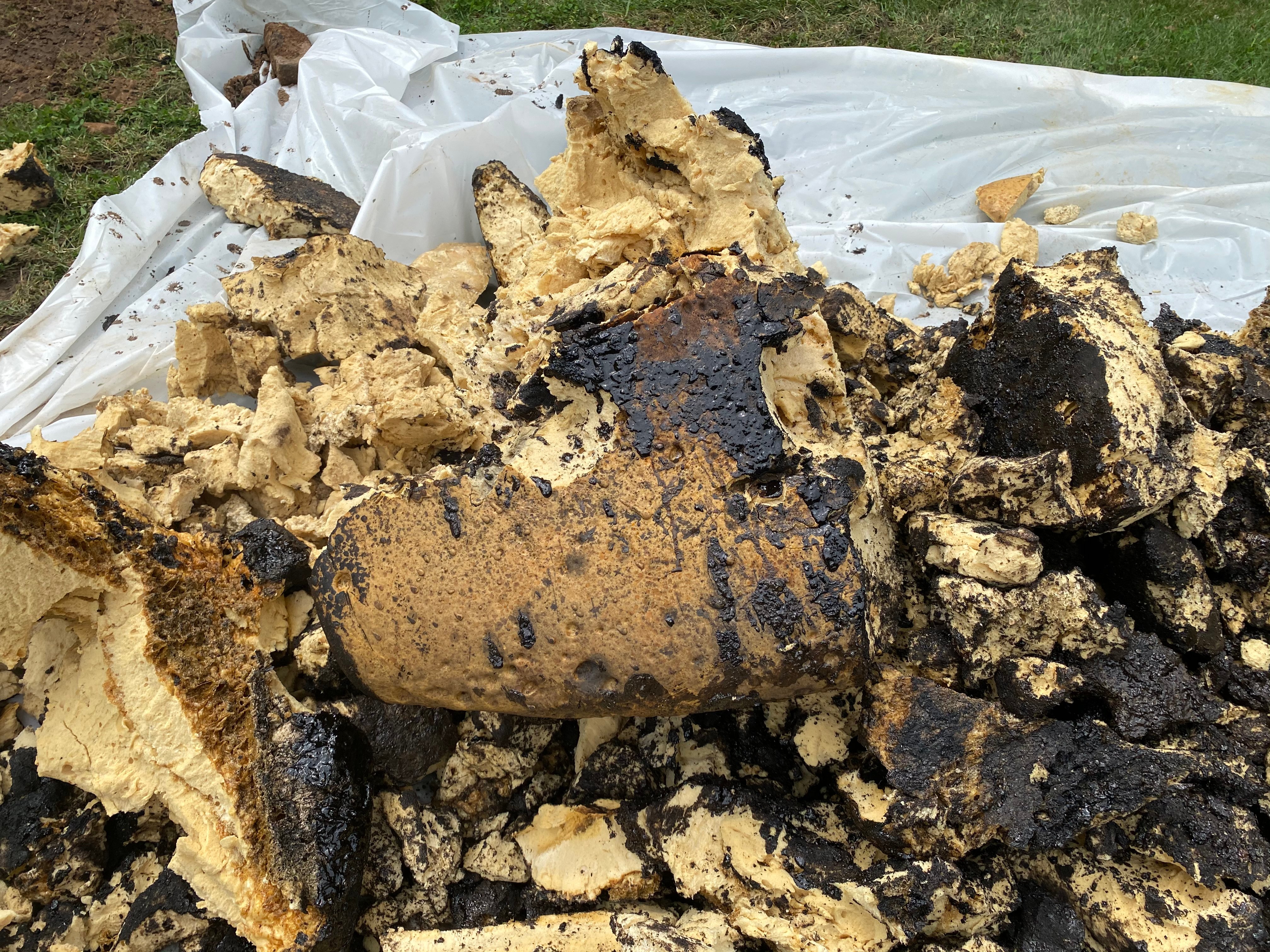 removal of tank filled with foam