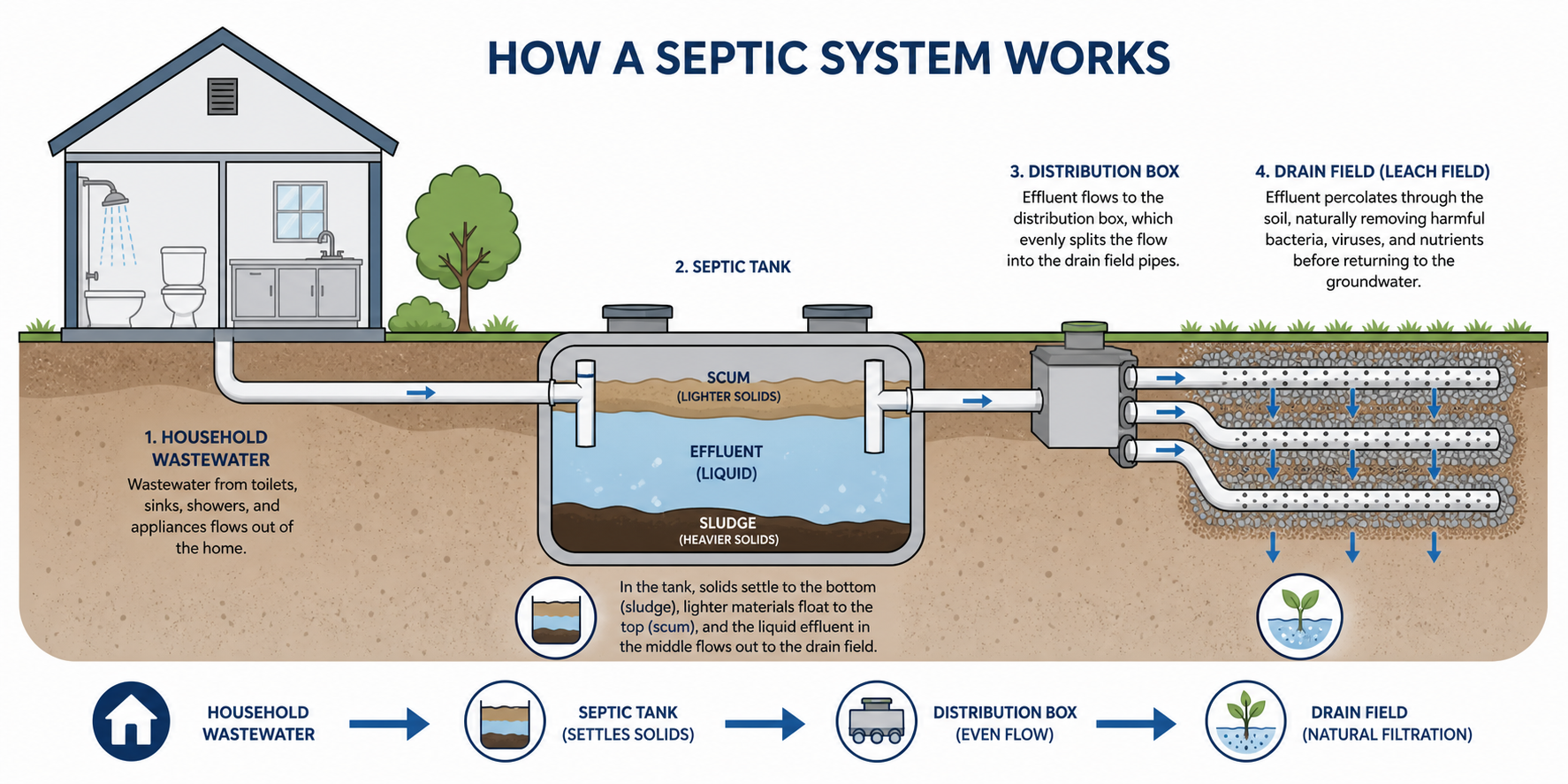 Septic System Design and Functionality Diagram