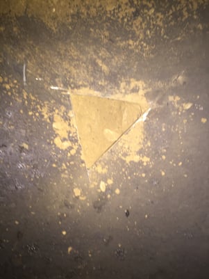 soil sampling coupon cut in bottom of tank