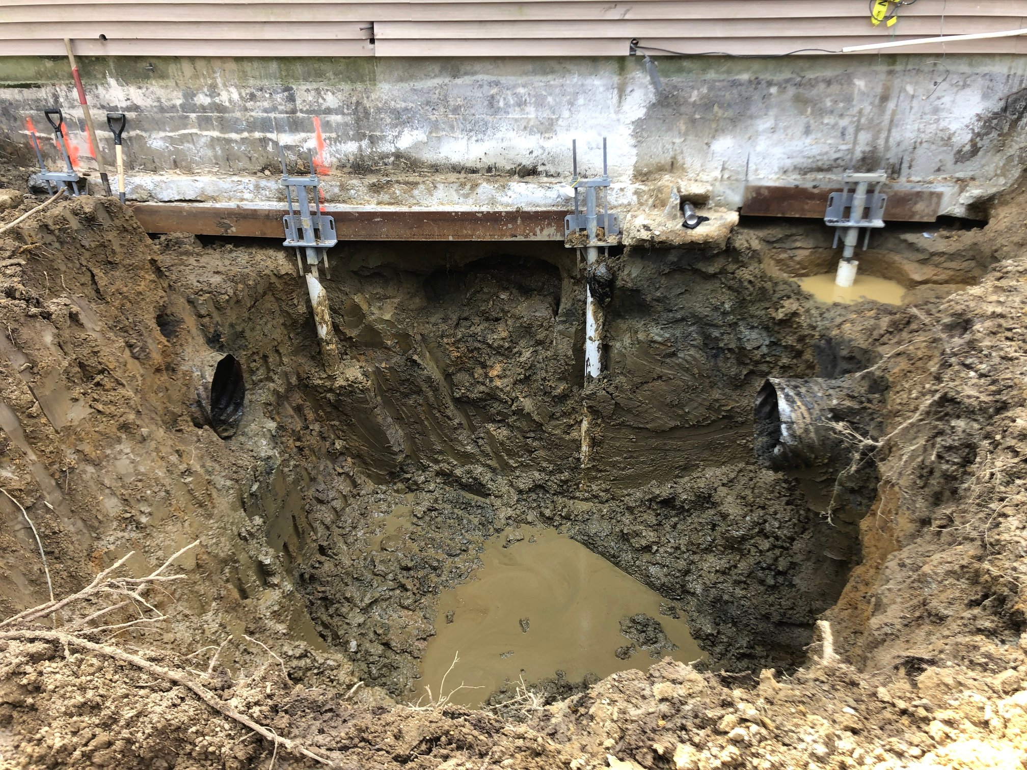 Foundation repair using Helical Piles, Chance Helical Pier Installer