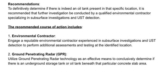 home inspector oil tank sweep