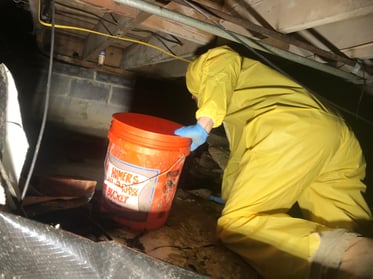 removing an oil tank from a crawlspace