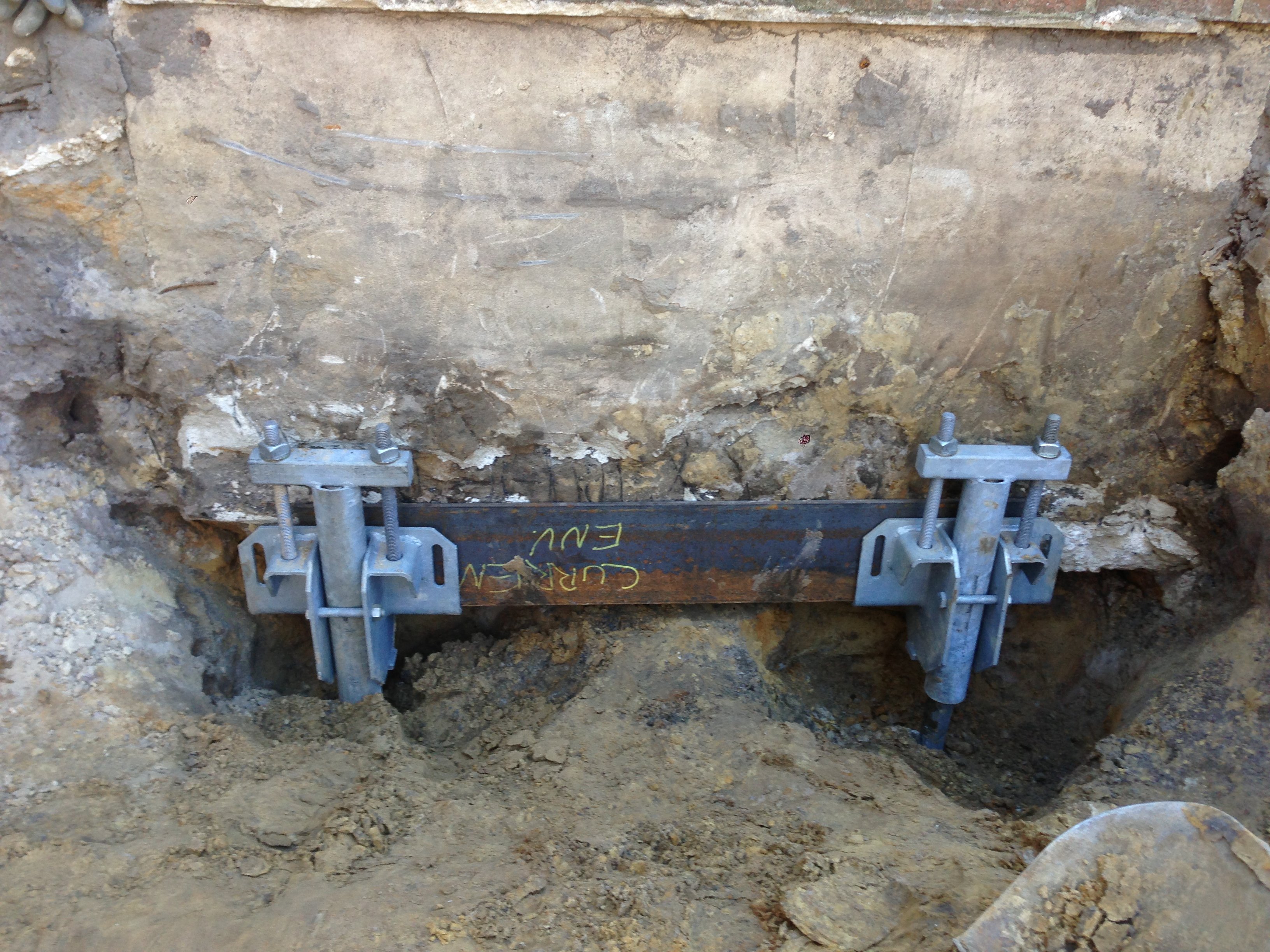 Foundation repair using Helical Piles, Chance Helical Pier Installer