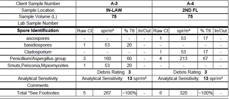 Post Mold Remediation Lab Data 2